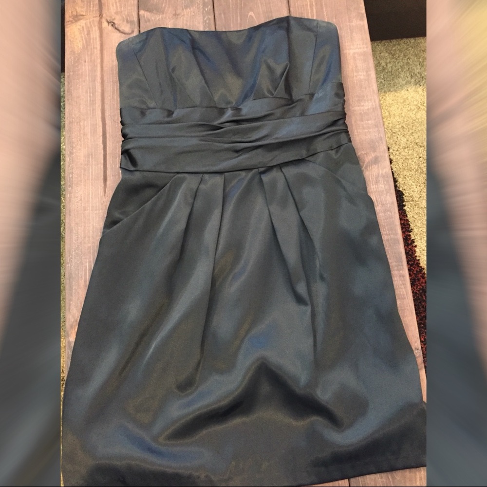 David’s Bridal Black Satin Strapless Dress